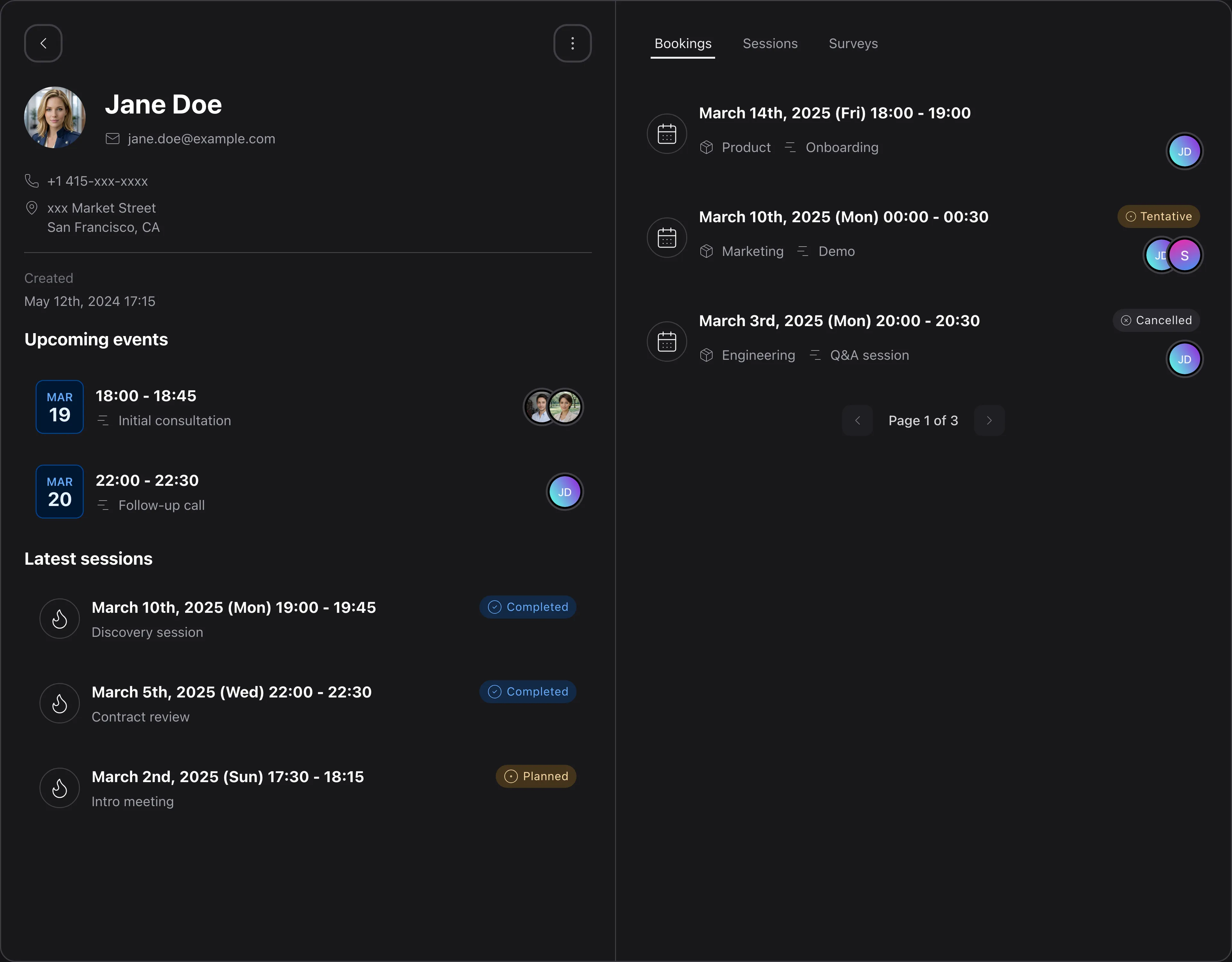 Contact detail screenshot