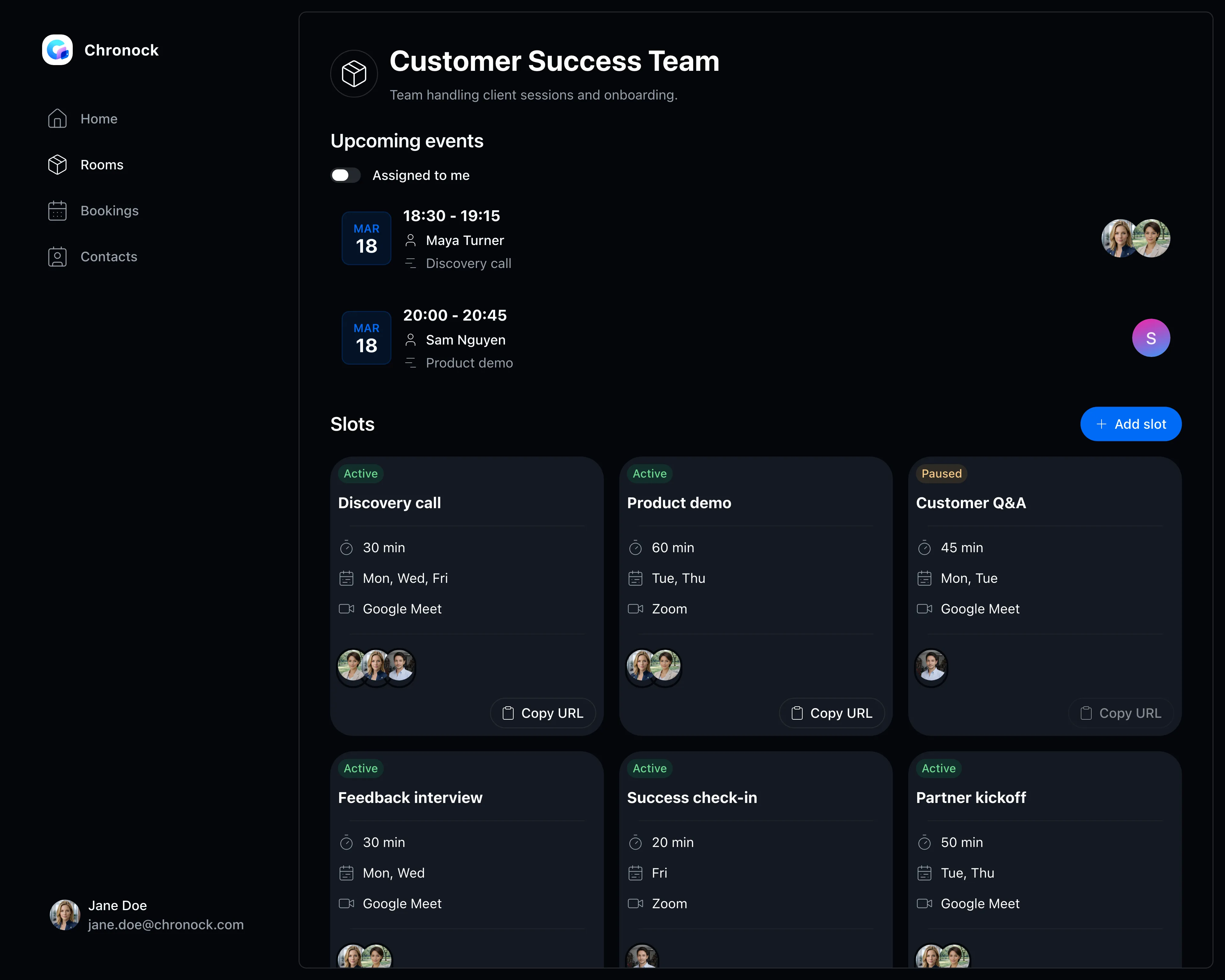Slot management screenshot