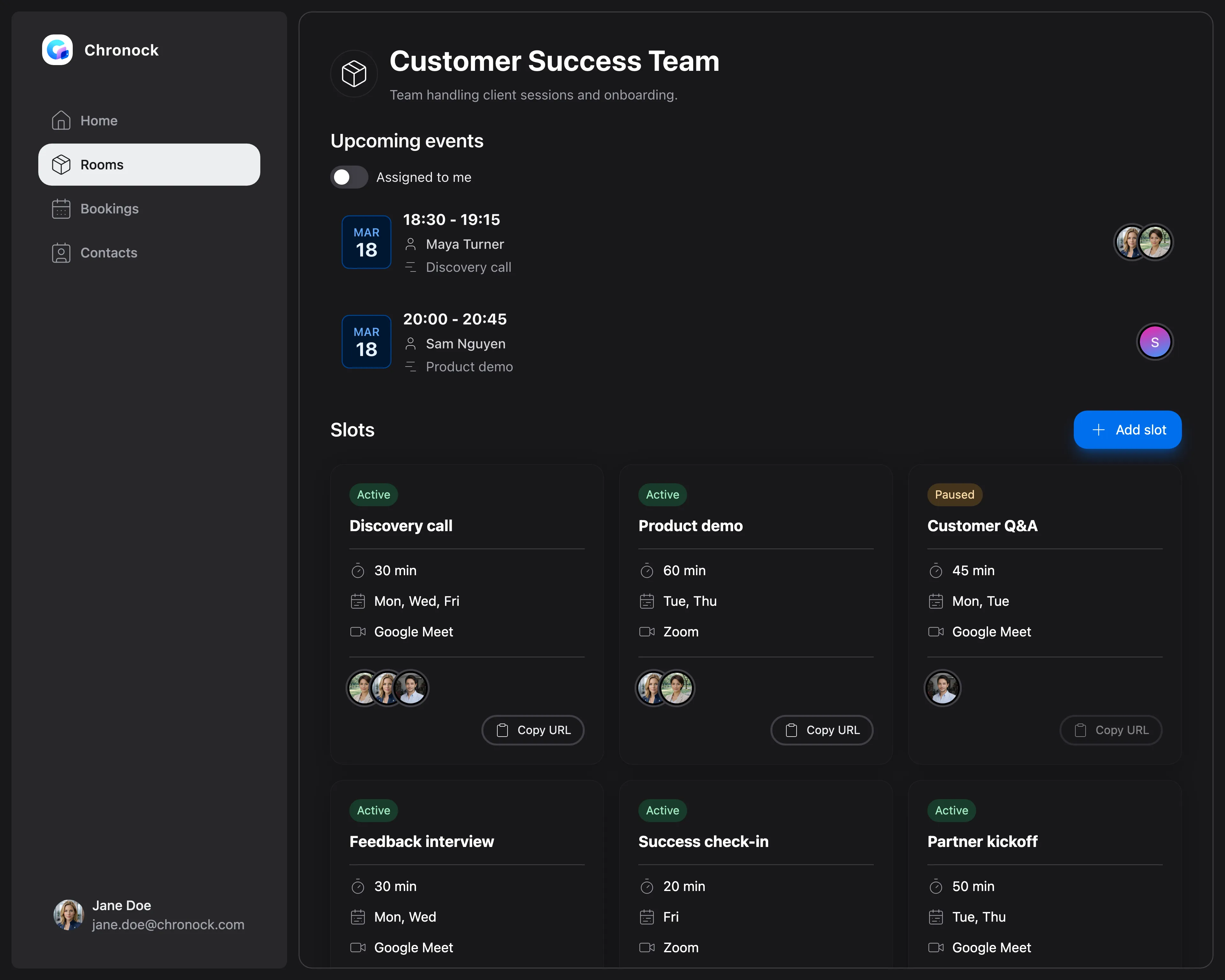Slot management screenshot