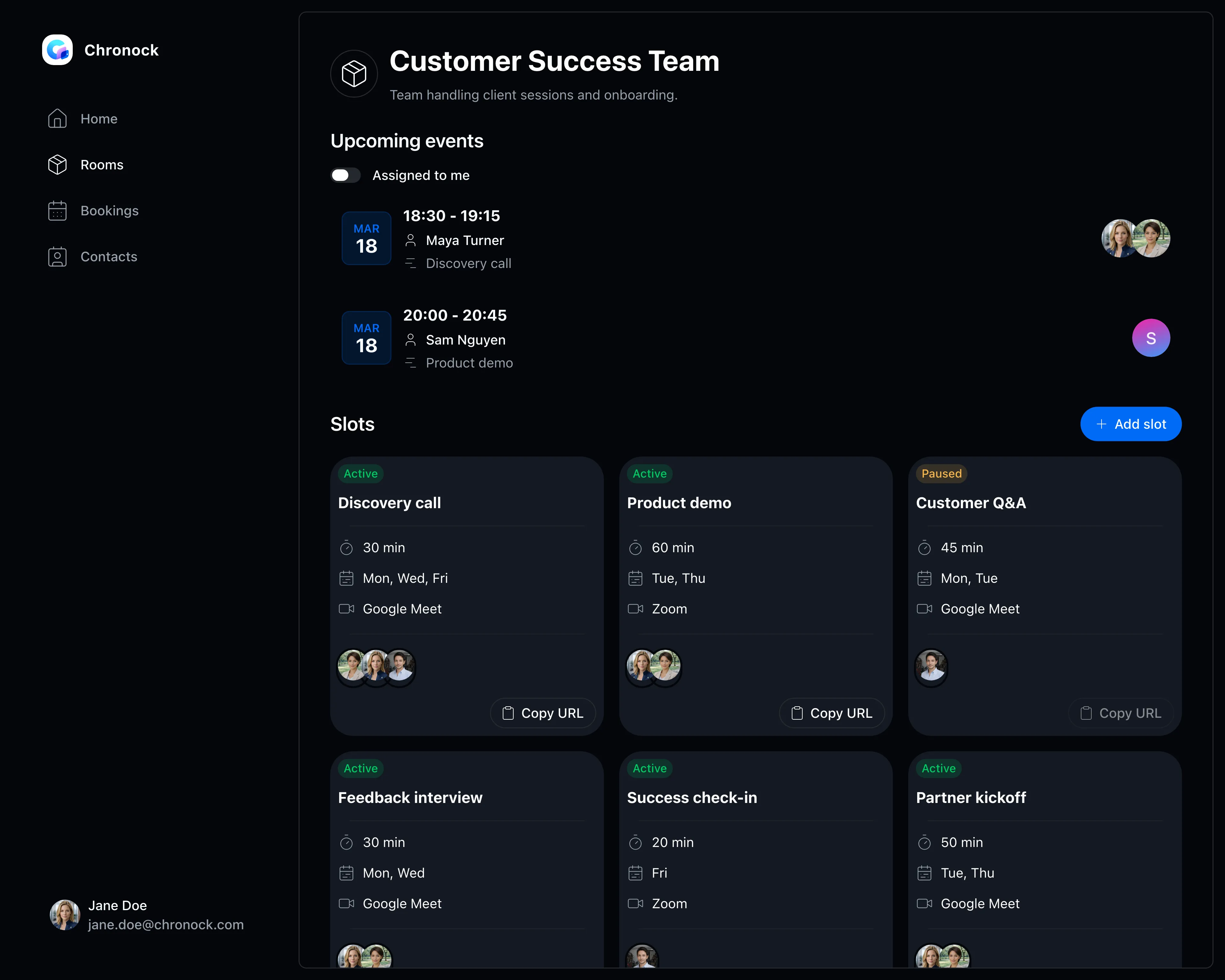Slot management screenshot