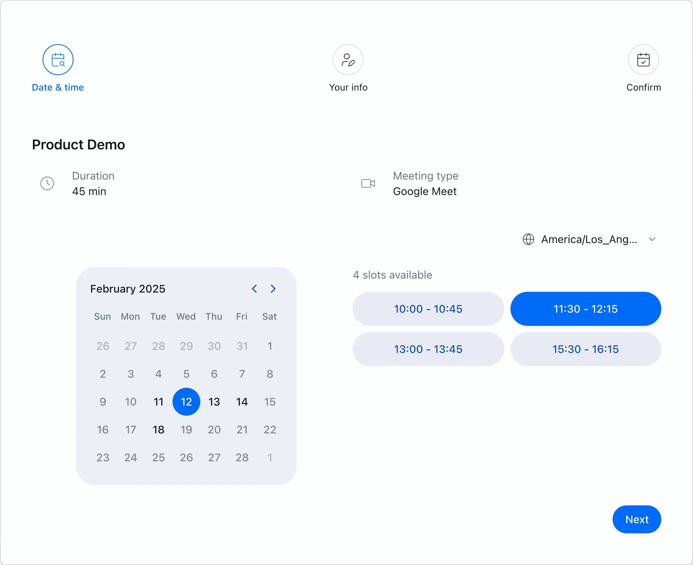 Chronock booking page