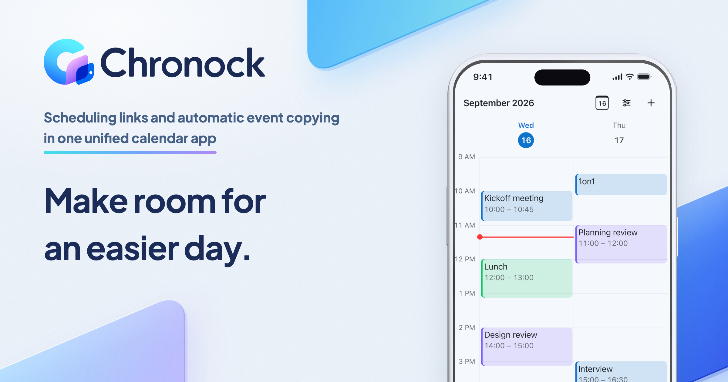 Chronock logo and the integrated calendar on a phone